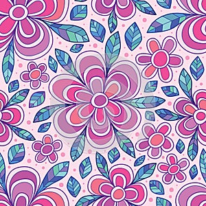 Flower line petal drawing dotted seamless pattern photo