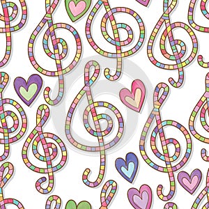 Music love many color watercolor seamless pattern