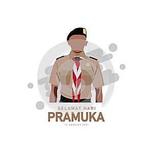 Illustration design gerakan pramuka indonesia isolated on white background