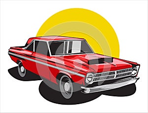 Illustration design graphic of classic muscle car in vector file