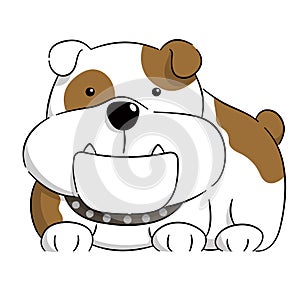 Illustration design of a hand drawn cute baby bulldog cartoon style on white background