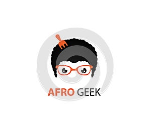 Afro geek logo fork
