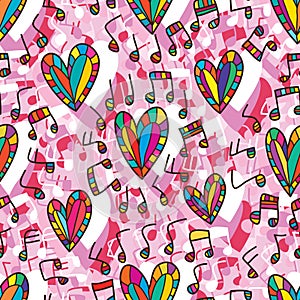 Love music circle seamless pattern