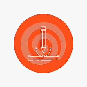 illustration, design, pen, graphic, draw White Line Icon in Circle background. vector icon illustration