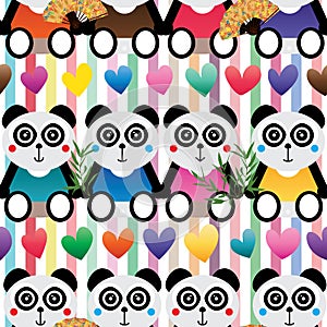 Panda sitdown pair seamless pattern