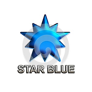 Illustration design star logo graphic in 3D blue color.