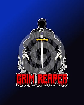 illustration design of three grim reapers holding sword weapons
