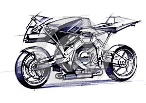 Illustration of the development of a motorcycle project for a city on electric motors.