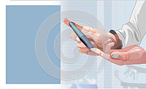 Illustration of diabetic test with gluco meter