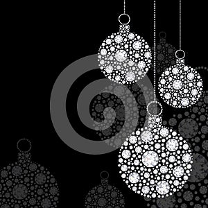 Illustration diamond Christmas balls on a black background