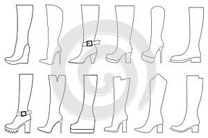 Illustration of different boots