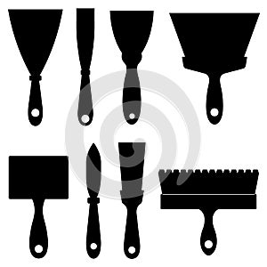 Illustration of different construction spatulas