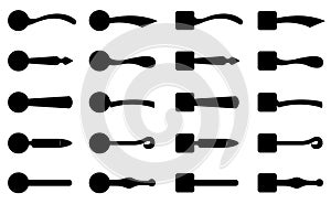 Illustration of different door knobs