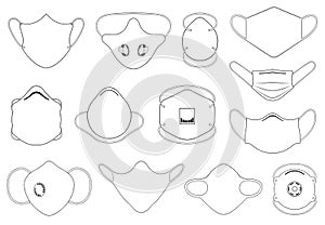 Illustration of different face masks