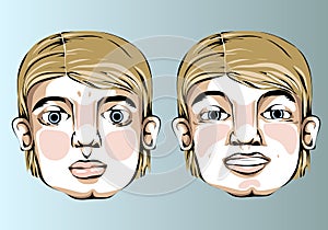 Illustration of different facial expressions of a