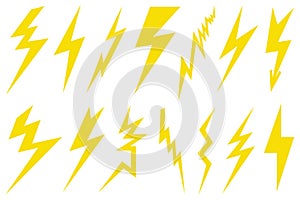 Illustration of different lightning bolts