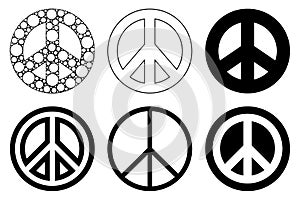 Illustration of different peace signs