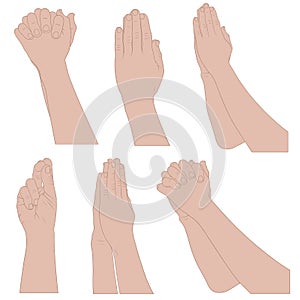 Illustration of different praying hands