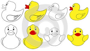 Illustration of different rubber ducks