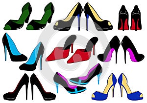 Illustration of different shoes