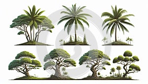 Single Tropical Tree Species Isolated on White Background, Perfect for Architecture Landscape Design photo