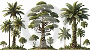 Single Tropical Tree Species Isolated on White Background, Perfect for Architecture Landscape Design photo