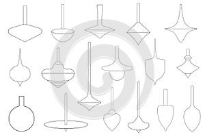 Illustration of different spinning tops