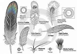Illustration of different types of bird
