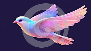 An illustration of a digital bird flying connection technology