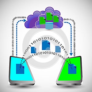 Illustration of Digital Data Exchange between two mobile
