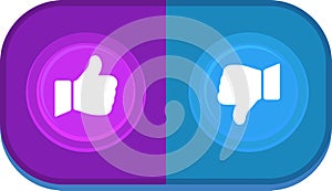 illustration of digital icons, like and dislike buttons on social media