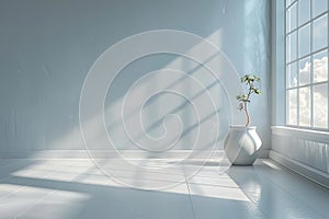 Digital image of  white room with window light from the window, high quality, high resolution