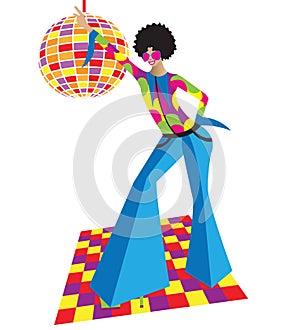 illustration of disco dancers with vintage clothes