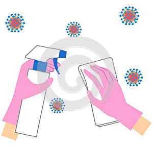 Illustration disinfecting to prevent infectious diseases