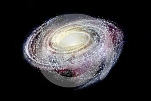 Illustration of a distant spiral galaxy in deep space photo
