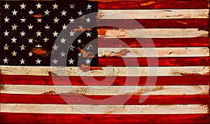 Illustration -distressed American flag of old boards - background or element