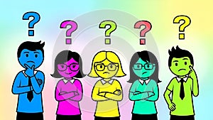 Question Marks Above People Problem Solving, Confusion, Doubt