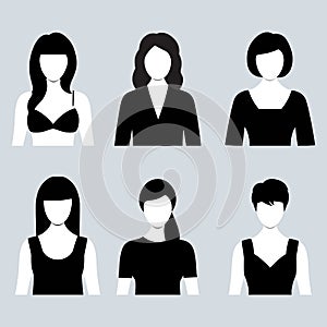 Illustration of diverse silhouettes of women on gray background