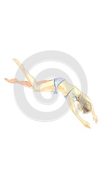 Illustration of diving girl in swimsuit