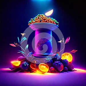 illustration of Diwali festival of lights with diya oil lamp Generative AI photo