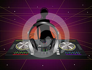 Illustration of dj in the disco