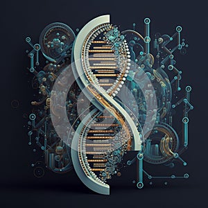 Illustration of a DNA chain. Genetics and research concept.