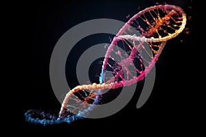 An illustration of DNA helix structure in digital 3D format in molecule composed