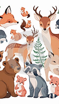 Illustration of docile animals with soft colors.