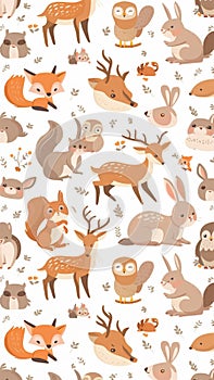 Illustration of docile animals with soft colors.