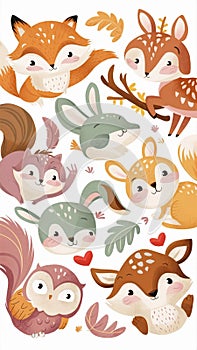 Illustration of docile animals with soft colors.