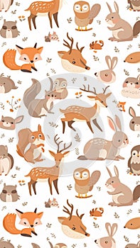 Illustration of docile animals with soft colors. photo