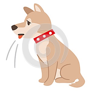 Illustration of a dog having difficulty breathing on a white background