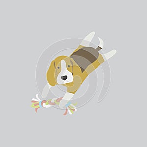 Illustration of dog playing with strings