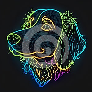 Illustration of a dog\'s head in the style of neon.